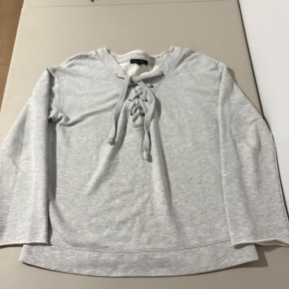 Sanctuary Tops - Sanctuary Grey Lace‎ Up Sweatshirt Lace Up V Neck Relaxed Casual Top Large Comfy